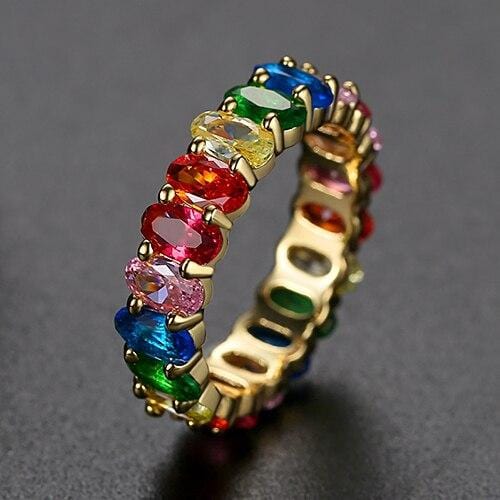 The Rainbow Oval Cut Band Ring - I Spy Jewelry