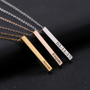 Engraved 3D Bar Necklace - I Spy Jewelry