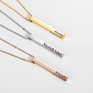 Engraved 3D Bar Necklace - I Spy Jewelry