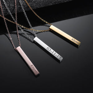 Engraved 3D Bar Necklace - I Spy Jewelry